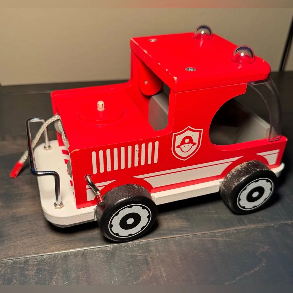 Pottery Barn Kids Red wooden Fire Truck Toy